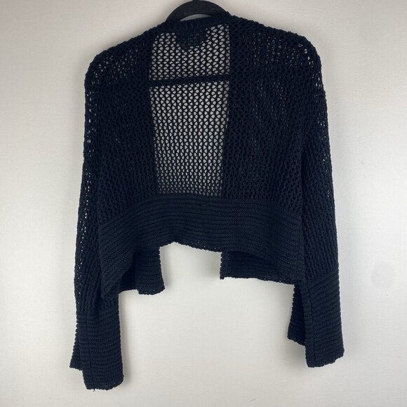By Anthropologie Women's Loose Knit Shawl Size One Size Black Open Front - Picture 7 of 10